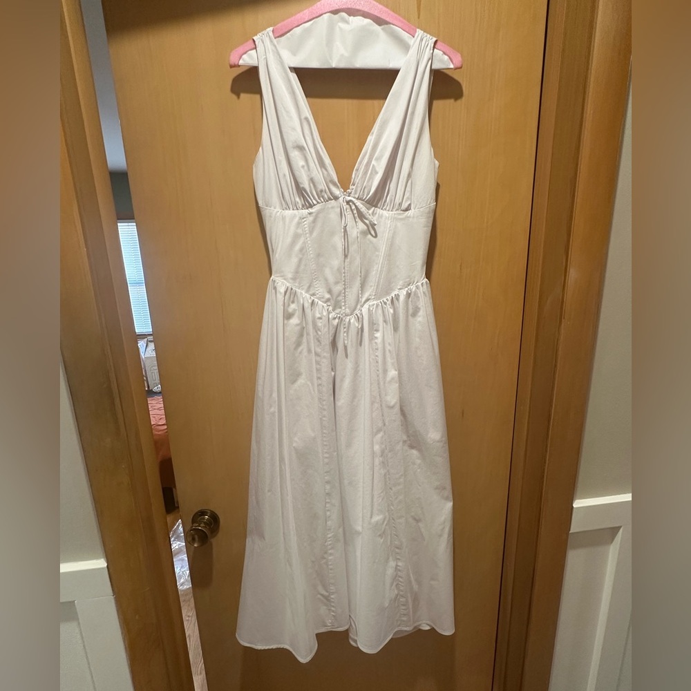 House of CB White Midi Dress with Deep V